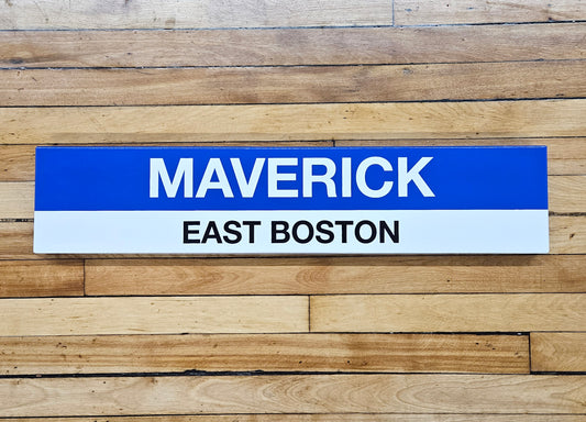 Boston MBTA Reproduction Blue Line Metal Station Signs (29")