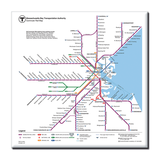 MBTA Commuter Rail Map Magnet (2022 v.37)