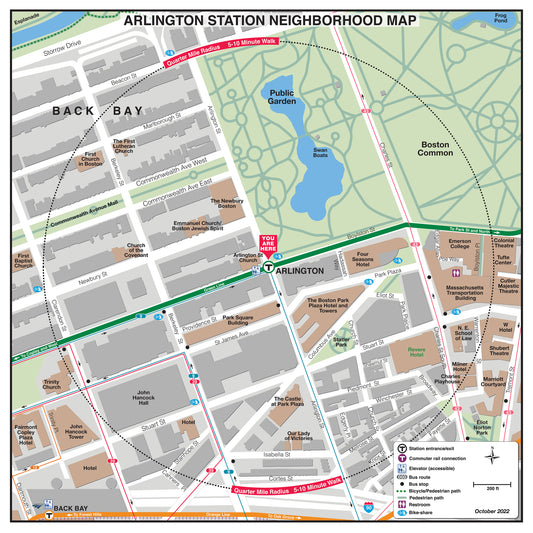 MBTA Arlington Station Neighborhood Map (October 2022)