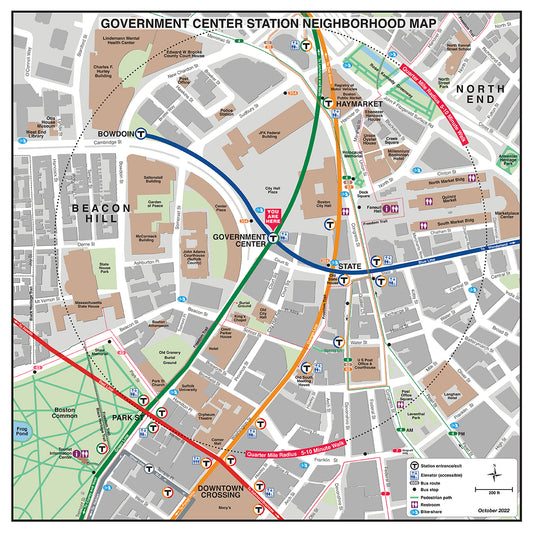 MBTA Government Center Station Neighborhood Map (October 2022)