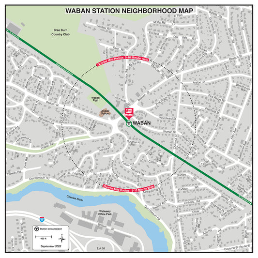 MBTA Waban Station Neighborhood Map (September 2022)