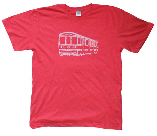 Red T-Shirt with White MBTA Red Line Subway Car