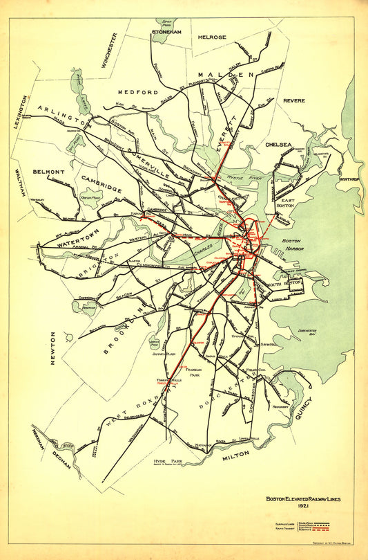 1921 Boston Elevated Railway Co. System Map