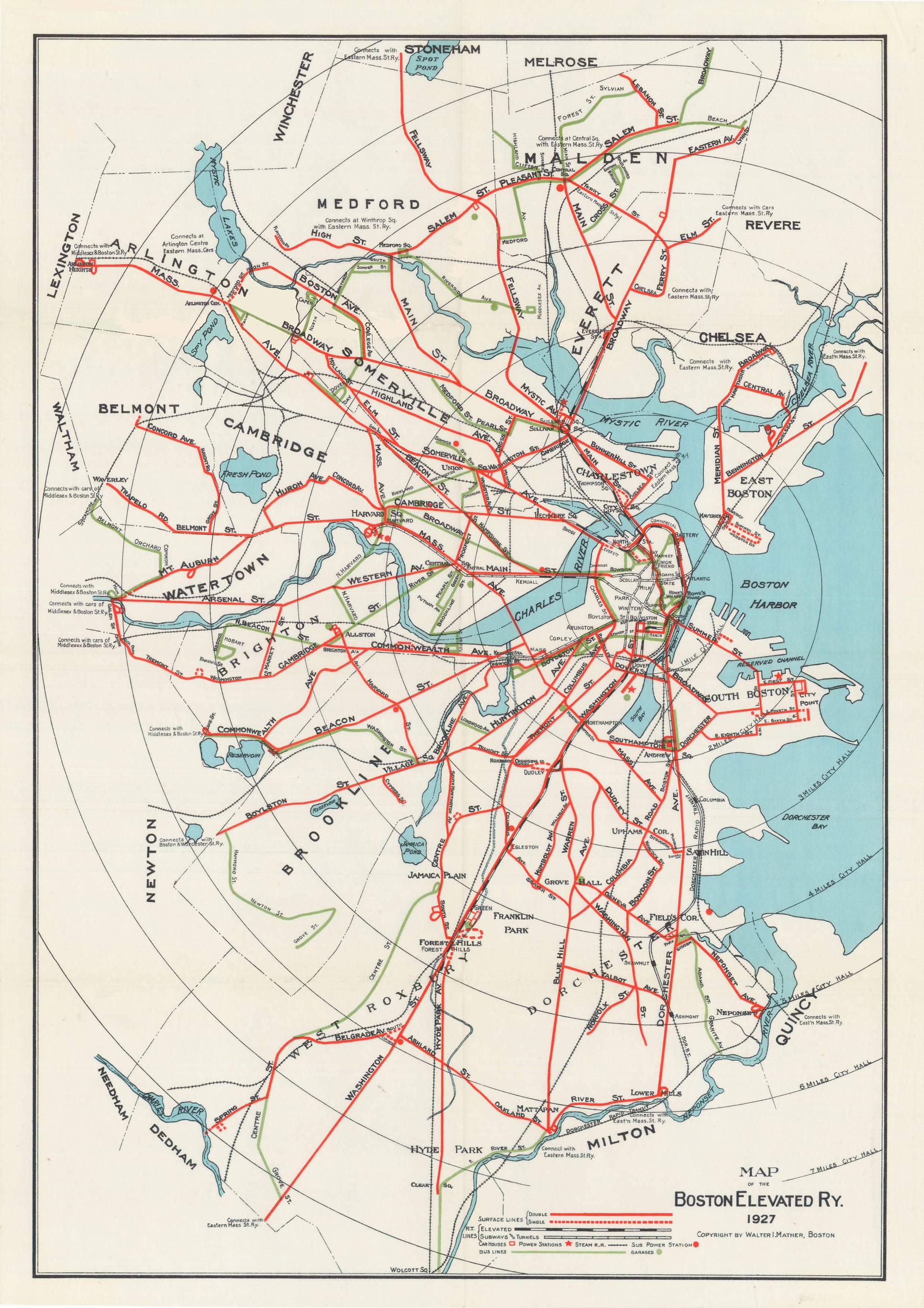 1927 Boston Elevated Railway Co. System Map