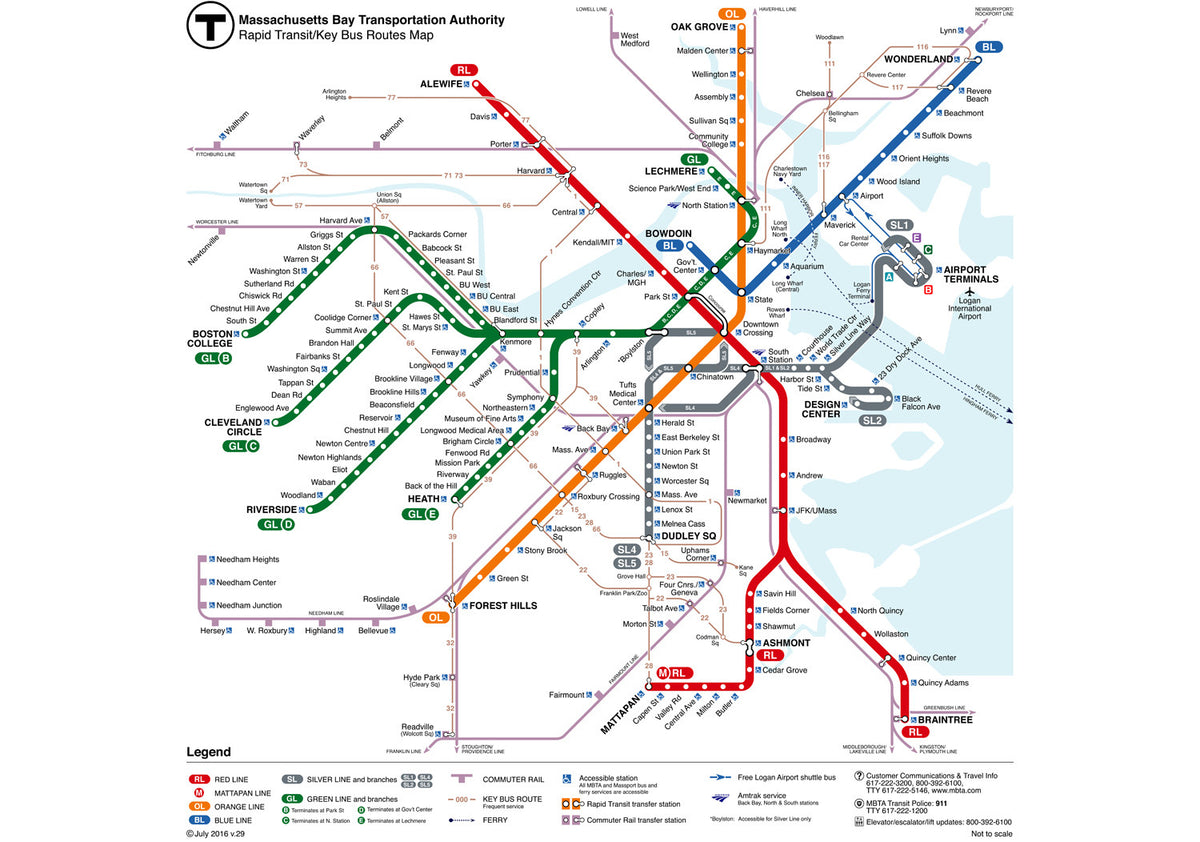 Key System Bus Routes Map 2016 MBTA Rapid Transit w/Key Bus Routes Map – MBTAgifts