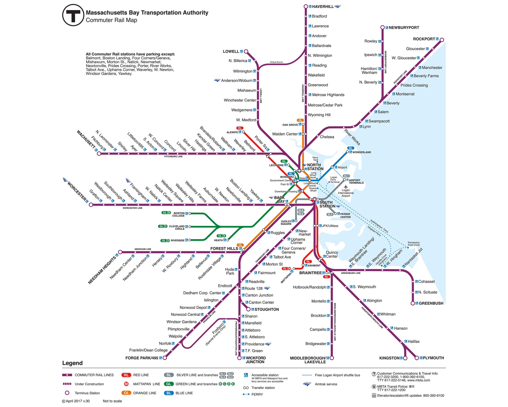 2017 MBTA Commuter Rail Map