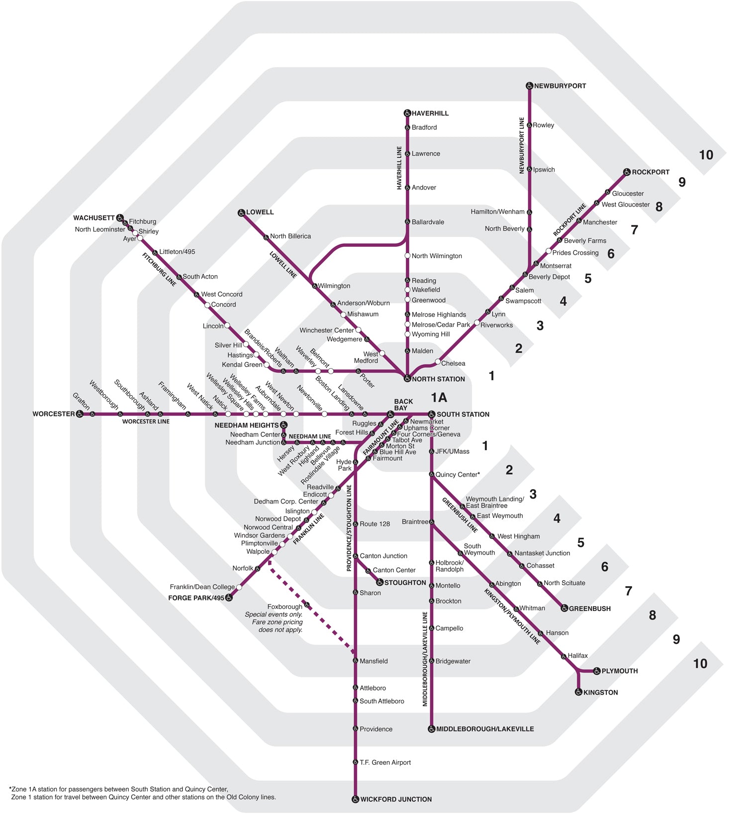 2019 MBTA Commuter Rail Zone Map