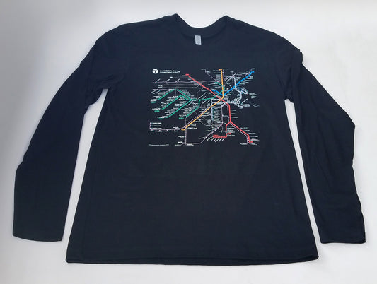 Black Long Sleeve Shirt with MBTA Rapid Transit Map
