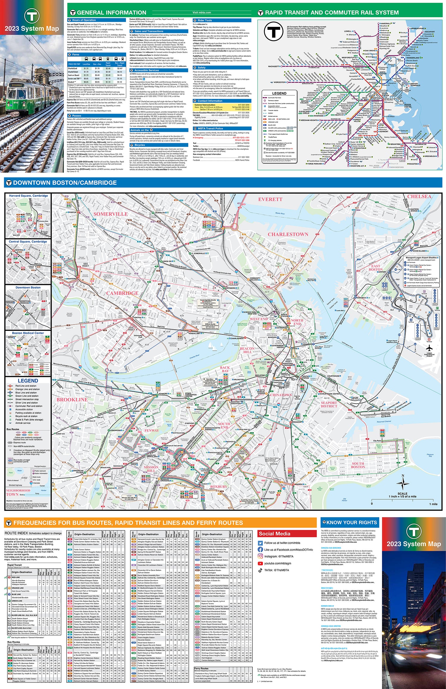2023 MBTA System Map (Side B)