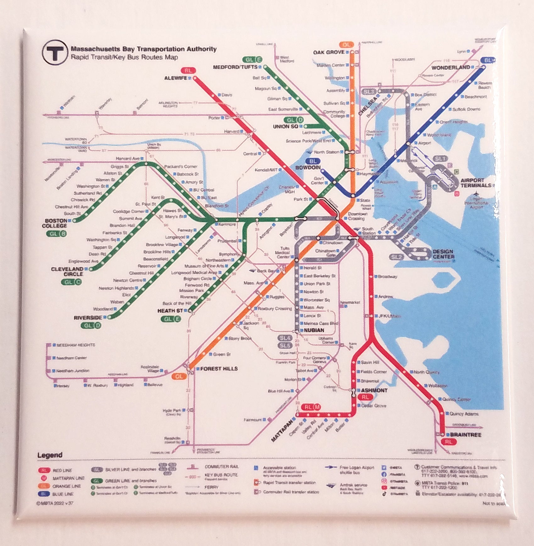 MBTA 2022 Rapid Transit & Key Bus Routes System Map