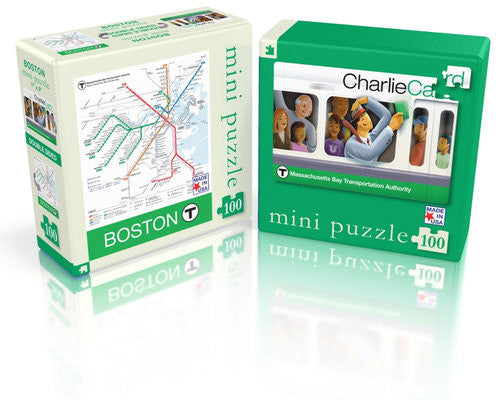MBTA Map / Charlie Card Two-Sided Mini Puzzle 100 Pieces