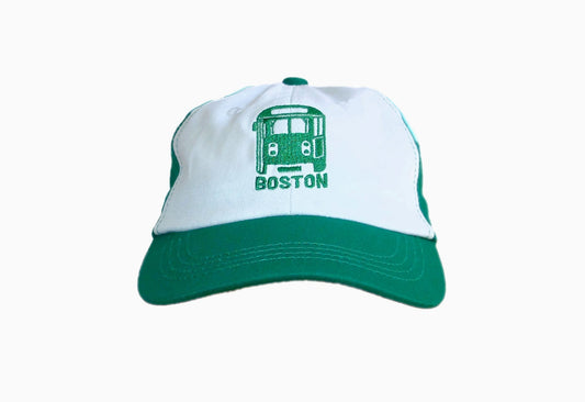 Kids' White and Green Embroidered MBTA Green Line Trolley Baseball Hat