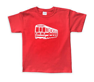 Red T-Shirt with White MBTA Red Line Subway Car