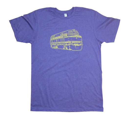 Purple T-Shirt with a Yellow MBTA Commuter Rail Locomotive