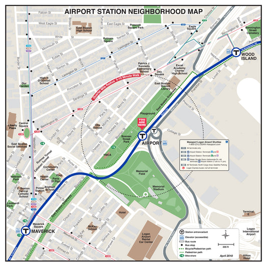 Blue Line Station Neighborhood Map: Airport (April 2018)