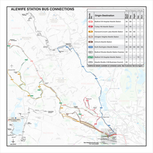MBTA Alewife Station Bus Connections Map (Jul. 2012)
