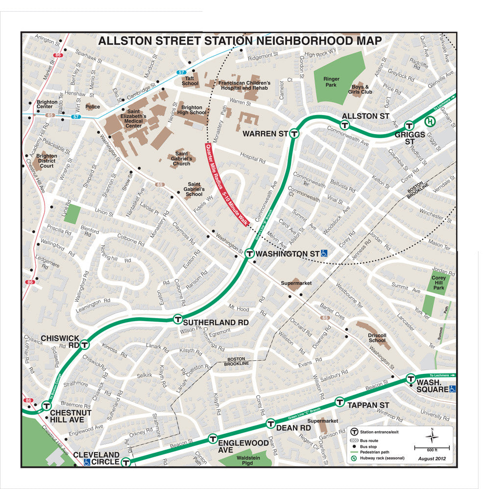 Green Line Station Neighborhood Map: Allston Street (Aug. 2012)
