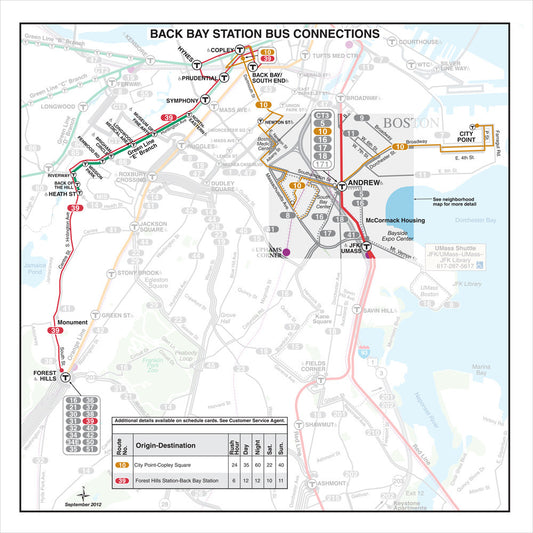 MBTA Back Bay Station Bus Connections Map (Sep. 2012)