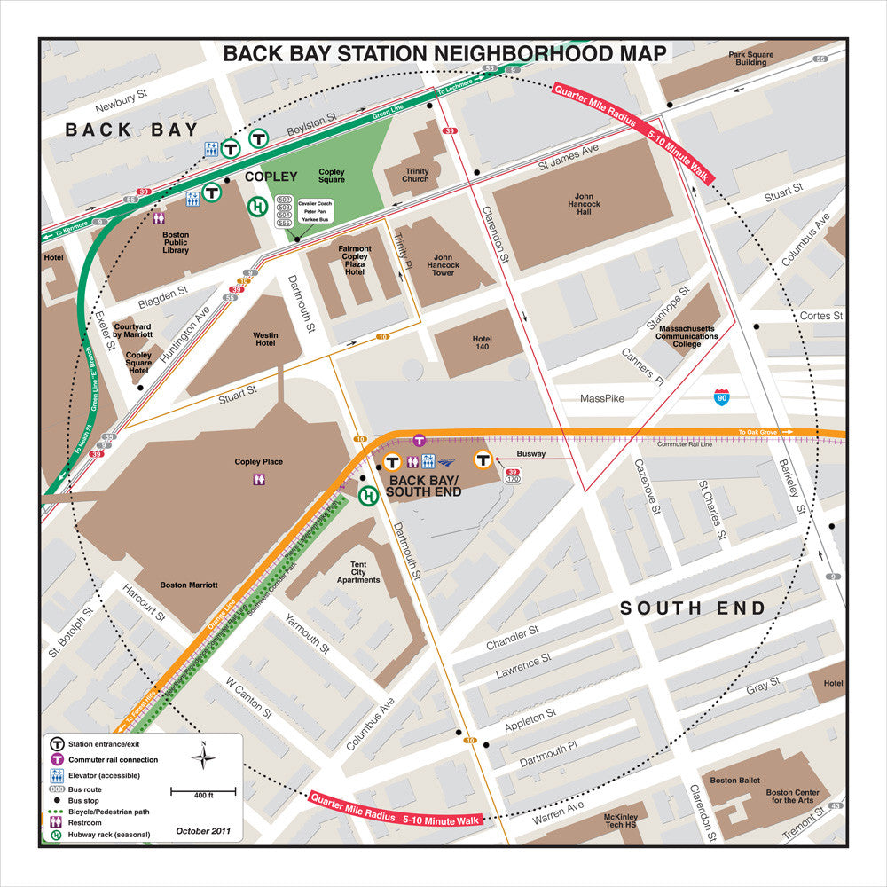 Orange Line Station Neighborhood Map: Back Bay (Oct. 2011)