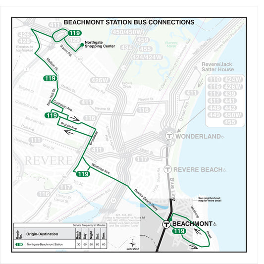 MBTA Beachmont Station Bus Connections Map (Jun. 2012)