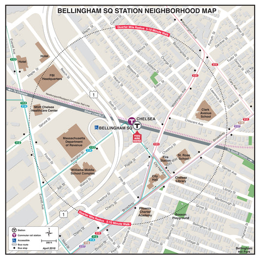 Commuter Rail Station Neighborhood Map: Bellingham Square (April 2018)