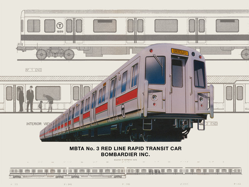 MBTA Red Line No. 3 Rapid Transit Car Graphic Art