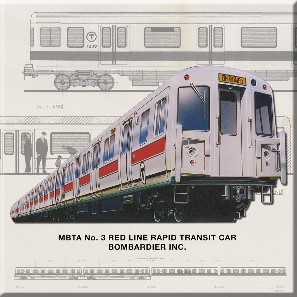 MBTA No. 3 Red Line Bombardier Rapid Transit Car Magnet