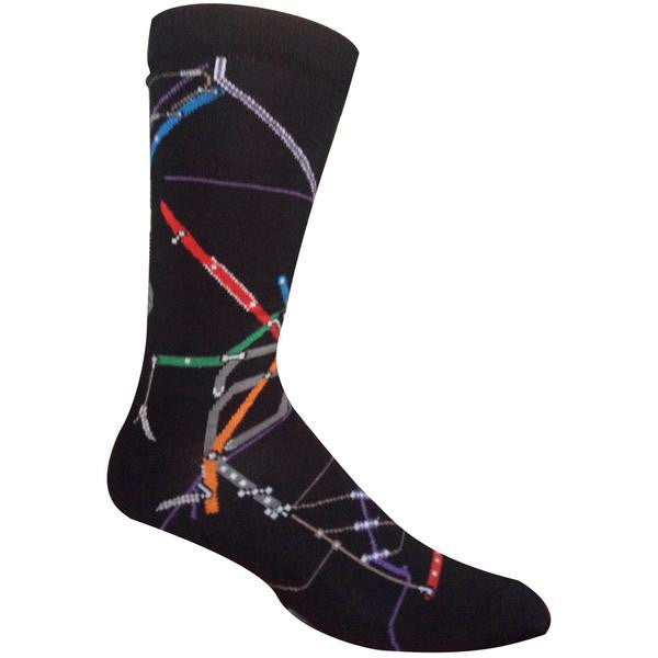 Adult Black Socks with MBTA Rapid Transit Map