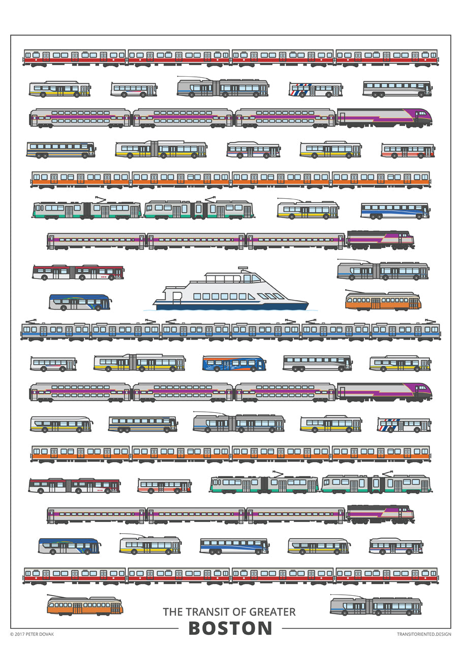 Transit Vehicles of Boston Graphic Art