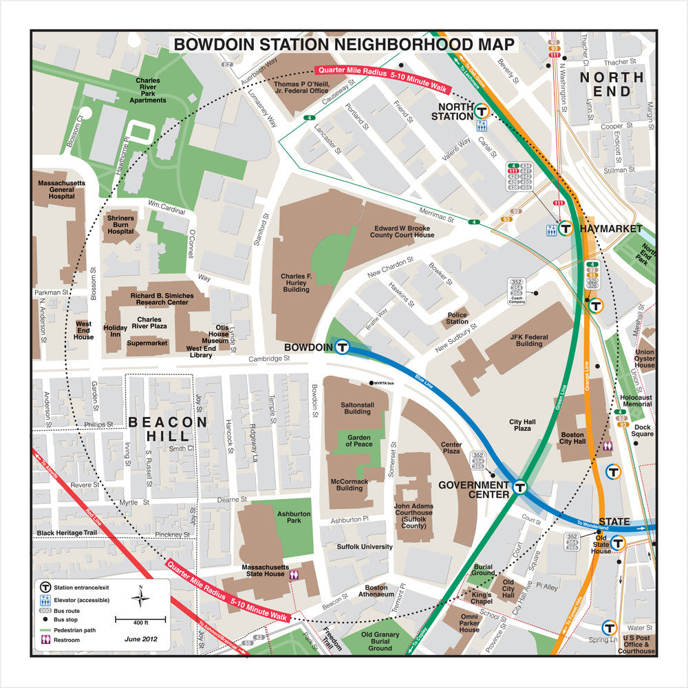 Blue Line Station Neighborhood Map: Bowdoin (Jun. 2012)