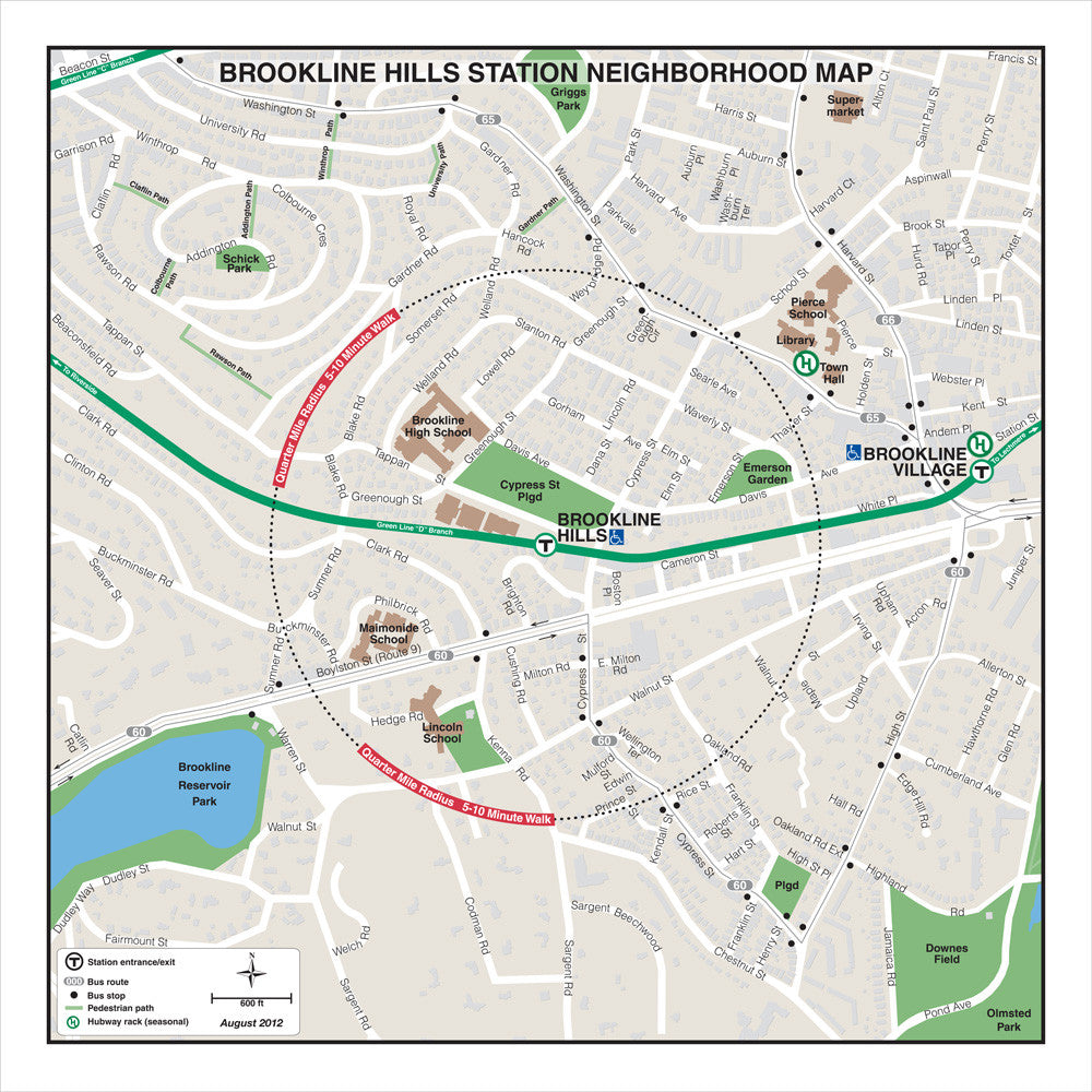 Green Line Station Neighborhood Map: Brookline Hills (Aug. 2012)
