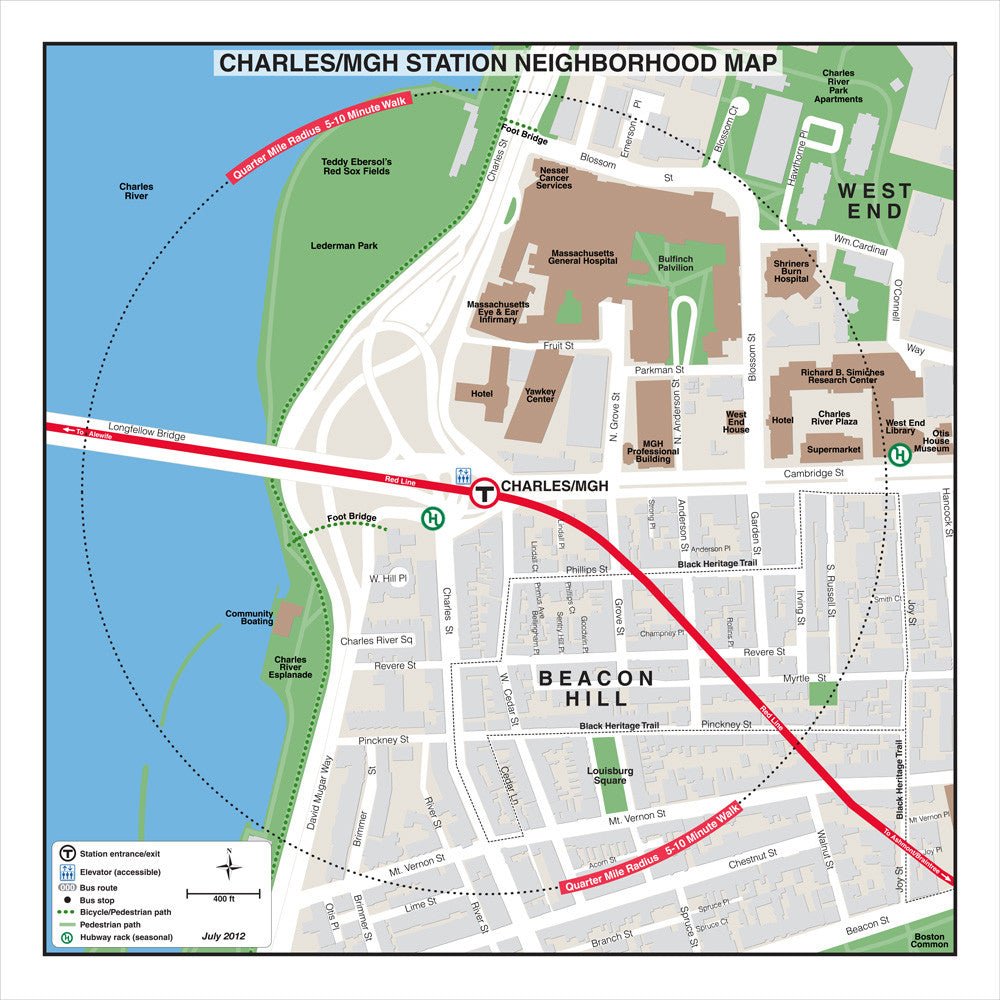 Red Line Station Neighborhood Map: Charles/MGH (Jul. 2012)