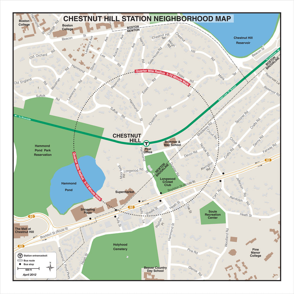 Green Line Station Neighborhood Map: Chestnut Hill (Apr. 2012)