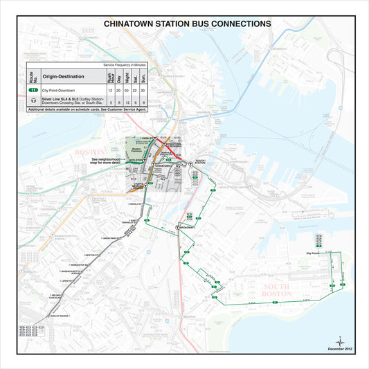 MBTA Chinatown Station Bus Connections Map (Dec. 2012)