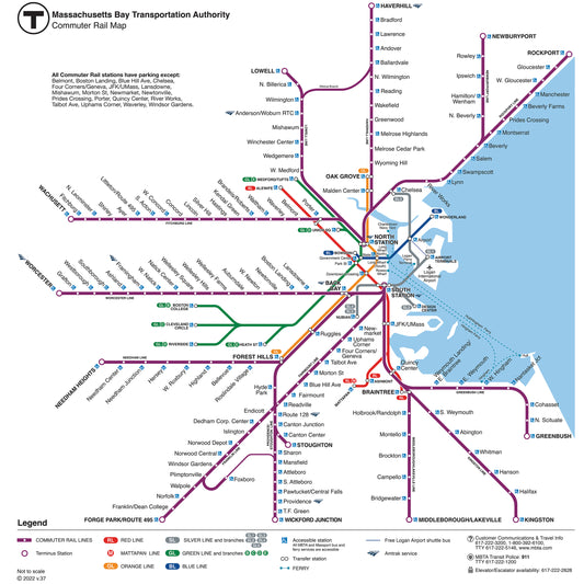 2022 MBTA Commuter Rail Map (Version 37)