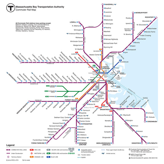 2018 MBTA Commuter Rail Map (Version 31A)