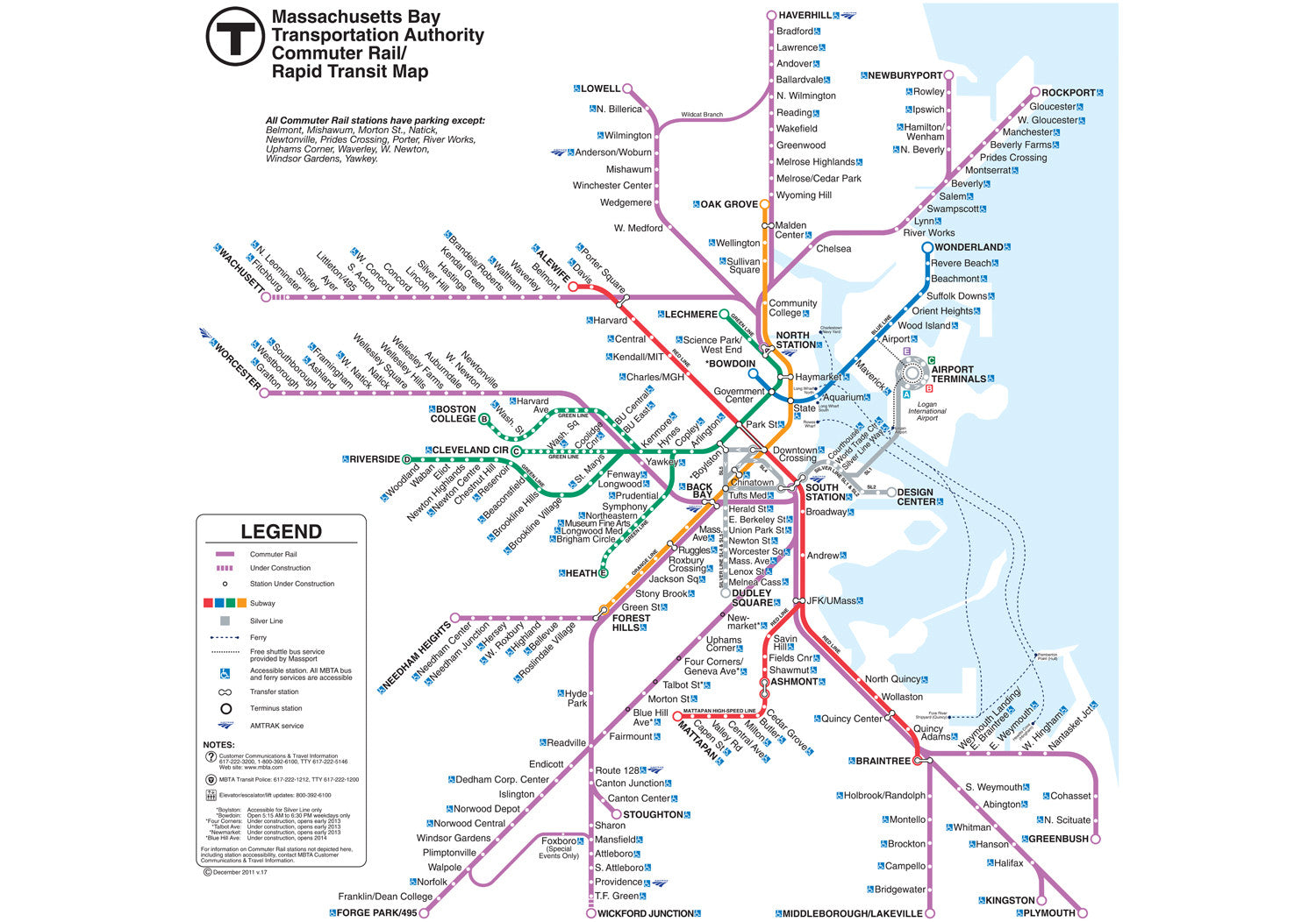 2011 MBTA Commuter Rail Map w/Rapid Transit