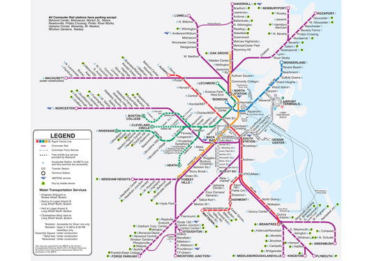2012 MBTA Commuter Rail Map w/Rapid Transit