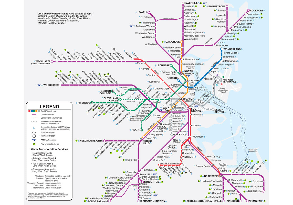2012 MBTA Commuter Rail Map w/Rapid Transit – MBTAgifts