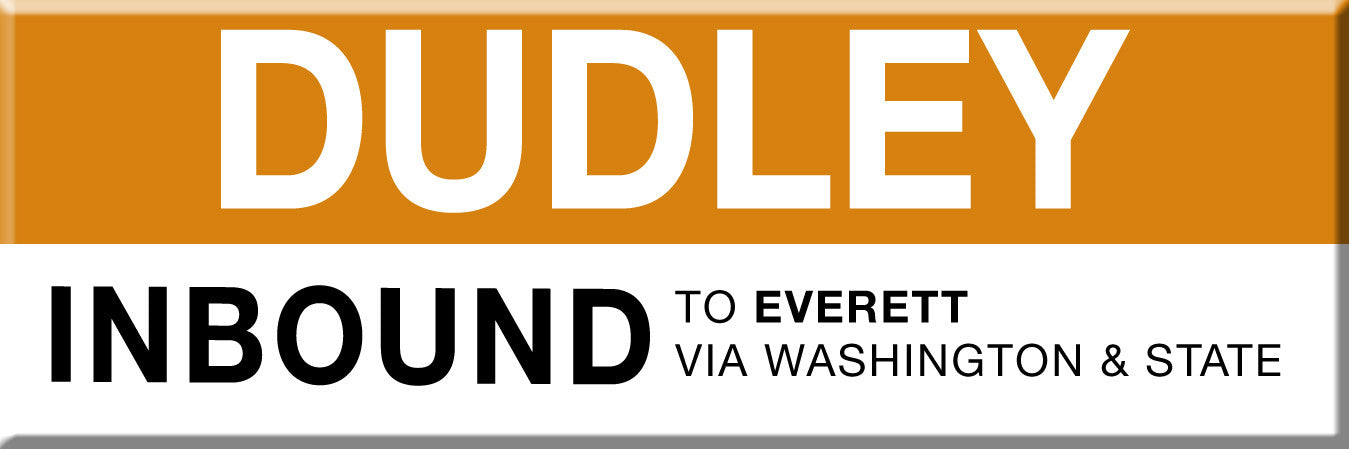 Orange Line Station Magnet: Dudley; Inbound to Everett via Washington & State