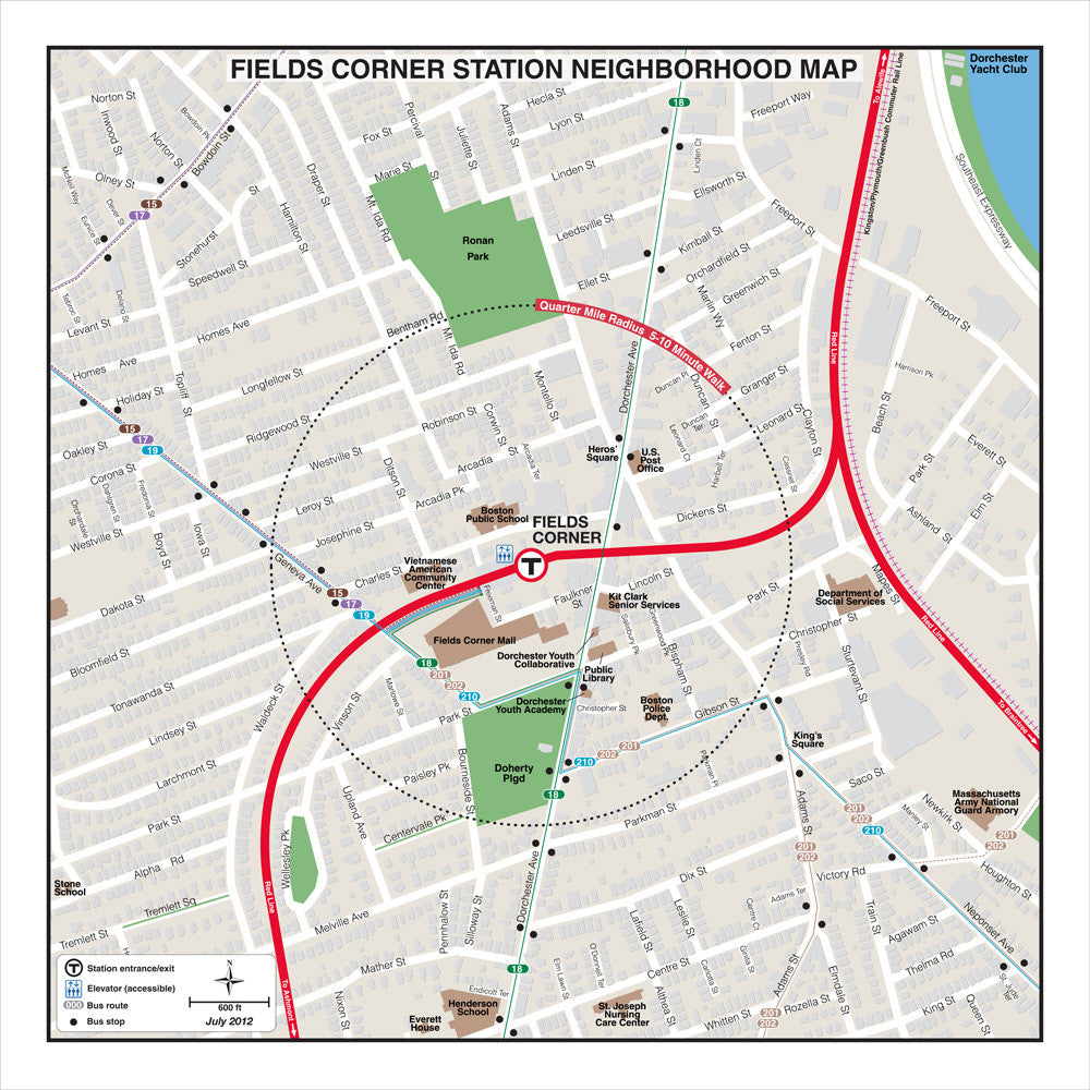Red Line Station Neighborhood Map: Fields Corner (Jul. 2012)