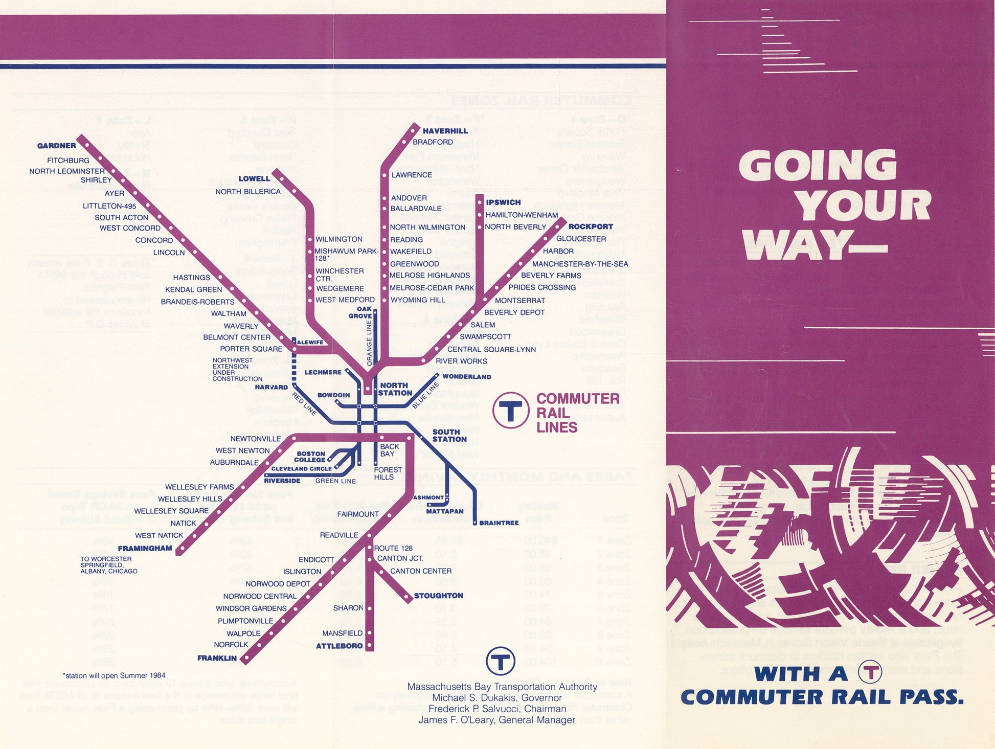 Vintage MBTA Commuter Rail Map and Brochure Cover: Going Your Way 1983