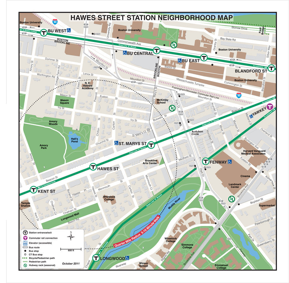Green Line Station Neighborhood Map: Hawes Street (Oct. 2011)