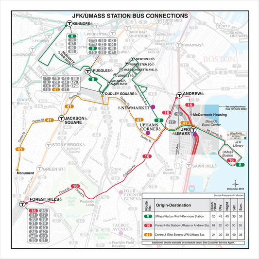 MBTA JFK/UMass Station Bus Connections Map (Oct. 2012)