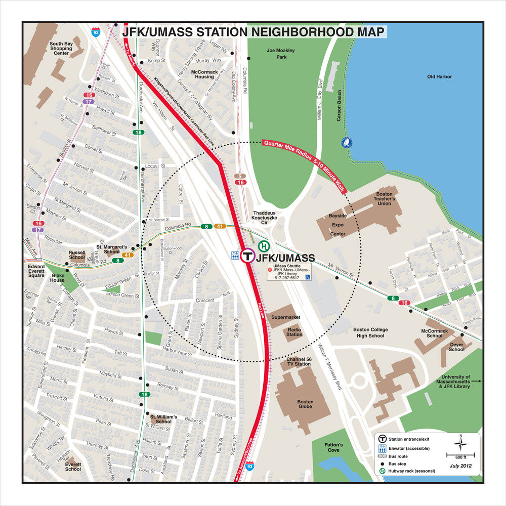 Red Line Station Neighborhood Map: JFK/UMass (Jul. 2012)