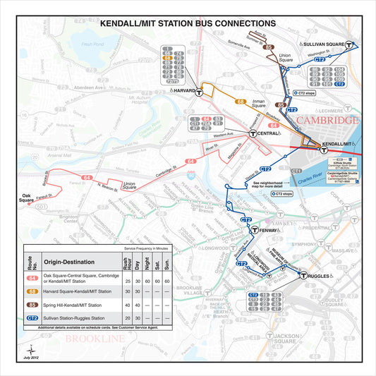 MBTA Kendall/MIT Station Bus Connections Map (July 2012)