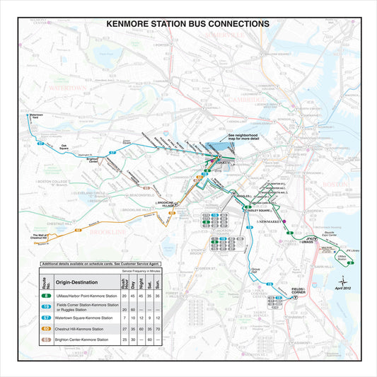MBTA Kenmore Station Bus Connections Map (Apr. 2012)