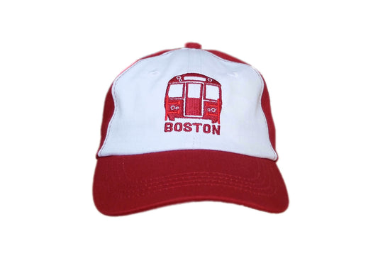 Kids' White and Red Embroidered MBTA Red Line Subway Car Baseball Hat