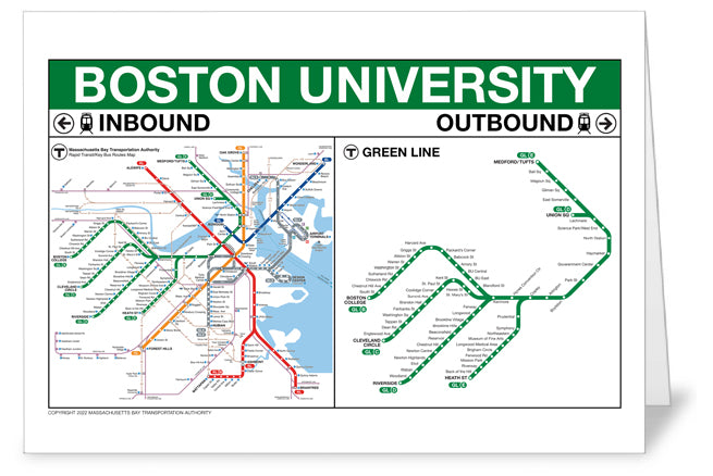 Green Line Station Greeting Card: Boston University