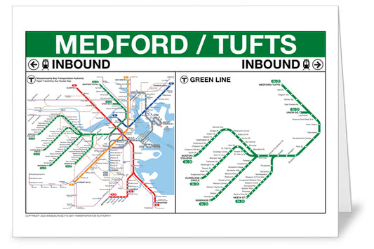 Green Line Station Greeting Card: Medford/Tufts